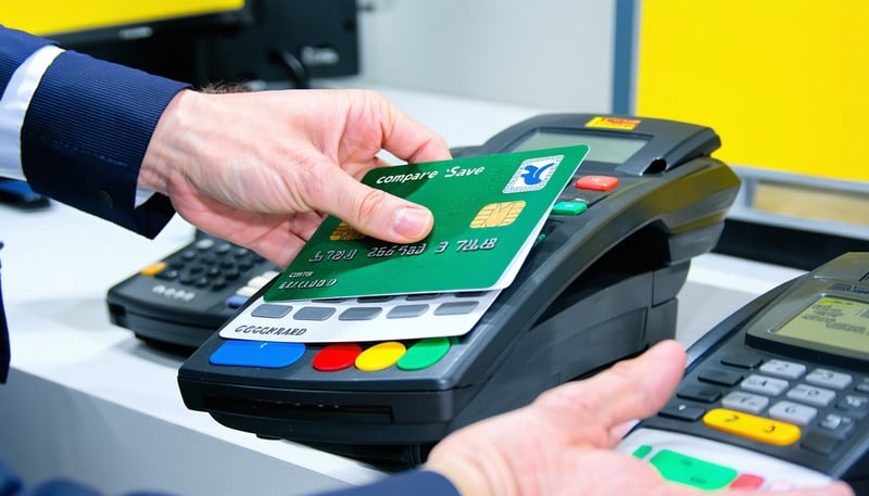 Retailer reviewing credit card processing fees on Compare2Save